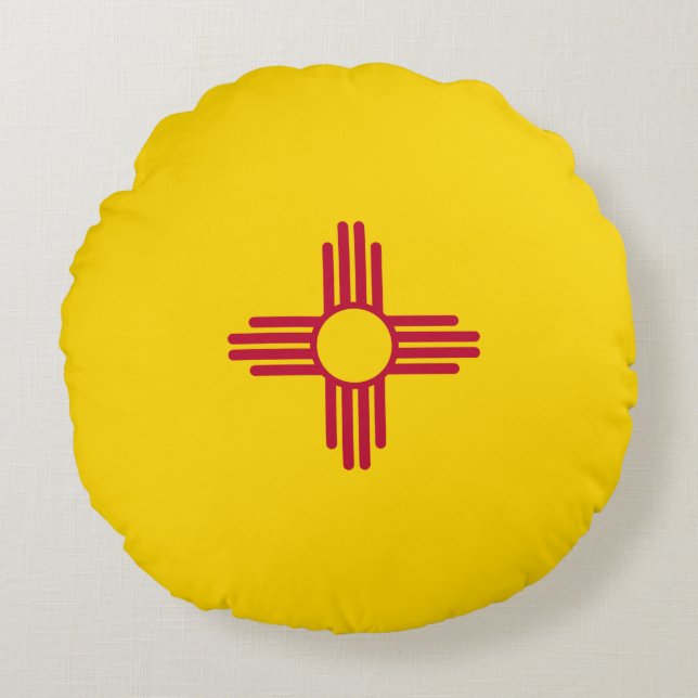 New Mexico (US State) Flag Round Cushion (Front)