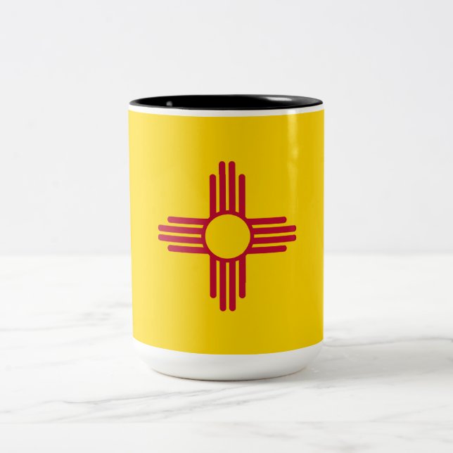 New Mexico (US State) Flag Two-Tone Coffee Mug (Center)