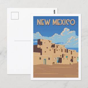 New Mexico USA Famous Travel Place Illustration Postcard