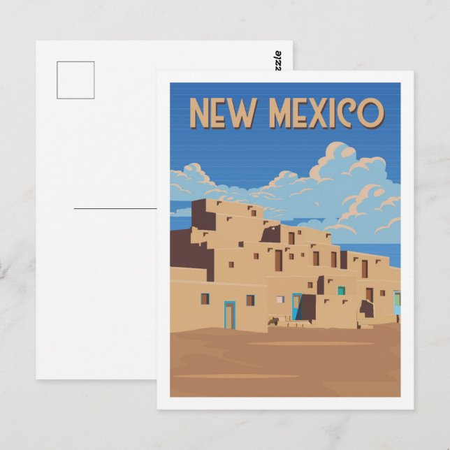 New Mexico USA Famous Travel Place Illustration Postcard (Front/Back)