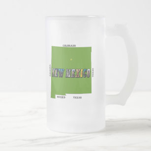 New Mexico, USA Frosted Glass Beer Mug