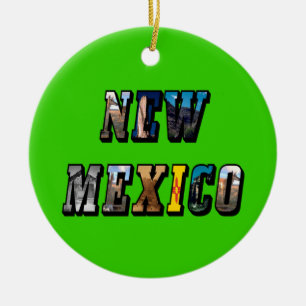 New Mexico, USA Text Ceramic Tree Decoration