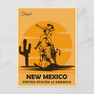 New Mexico Vintage Cowboy Travel Postcard