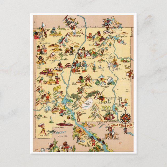 New Mexico Vintage Funny Map Postcard (Front)