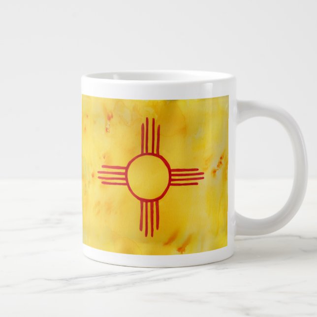 New Mexico Watercolor Flag Large Coffee Mug (Right)