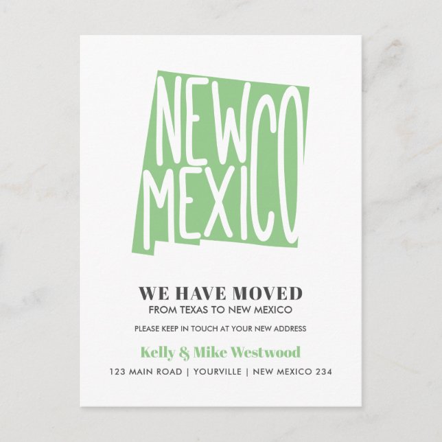 NEW MEXICO We've moved New address New Home  Postcard (Front)