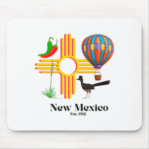 New Mexico Zia_ Chiles, Balloon, Roadrunner, Yucca Mouse Mat