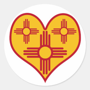 New Mexico Zia Heart Classic Round Sticker