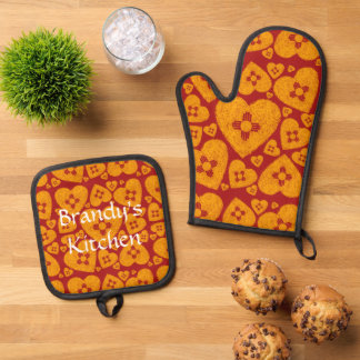 New Mexico Zia Heart Oven Mitt & Pot Holder Set