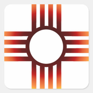 New Mexico Zia Sun Fire Square Sticker
