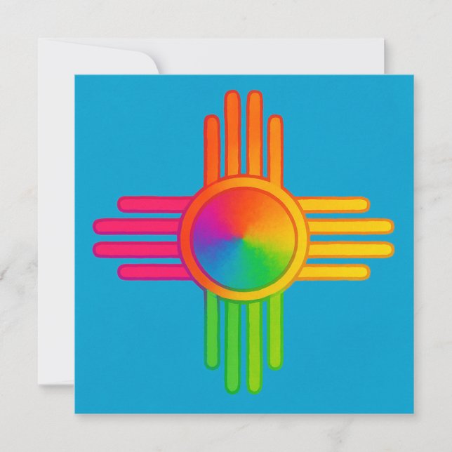 New Mexico Zia Sun Neon  Invitation (Front)