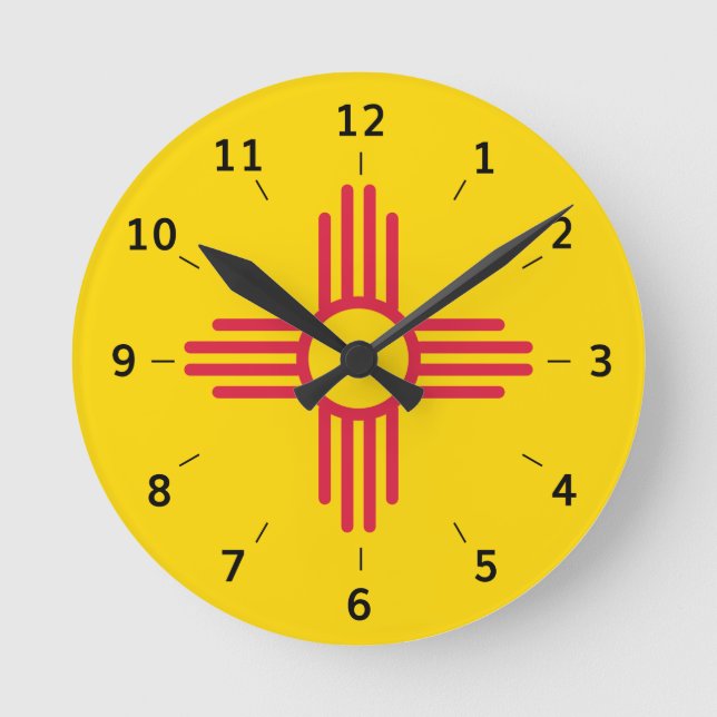 New Mexico Zia Sun symbol  Round Clock (Front)