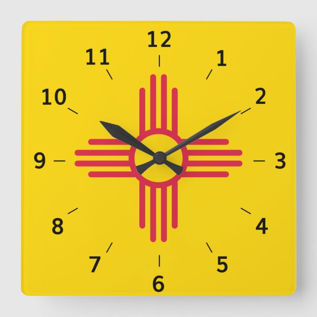 New Mexico Zia Sun symbol  Square Wall Clock (Front)