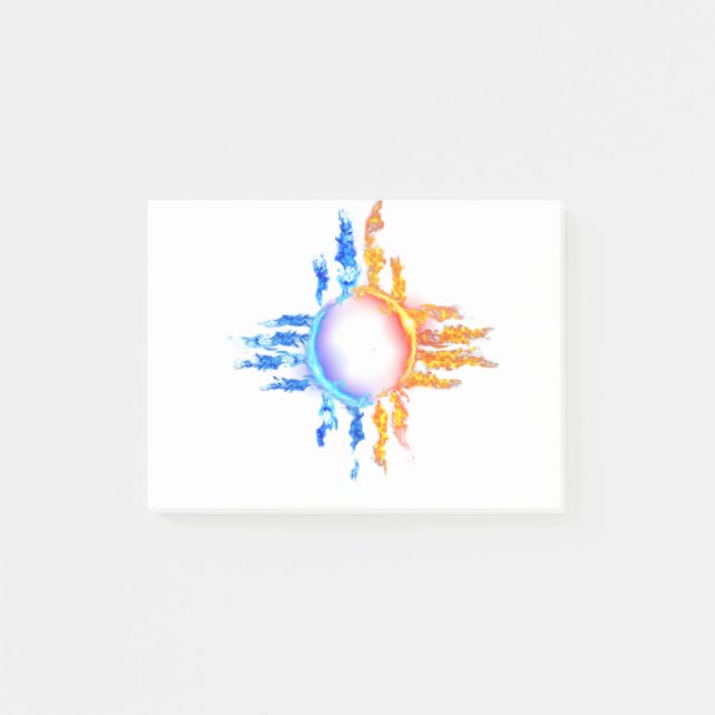 New Mexico Zia symbol in red and blue flames Post-it Notes (Front)