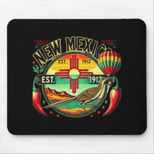 New Mexico Zia Symbol, Roadrunner &amp; Chile Pepp Mouse Mat