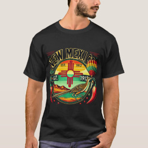 New Mexico Zia Symbol, Roadrunner & Chile Pepp T-Shirt