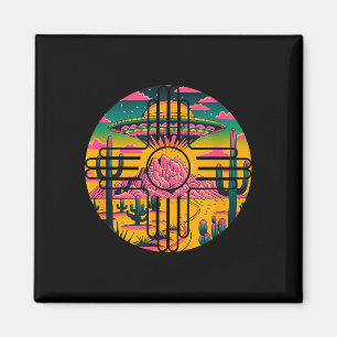 New mexico zia symbol roswell ufo alien colourful magnet