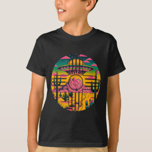 New mexico zia symbol roswell ufo alien colourful T-Shirt