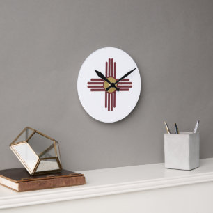 New Mexico Zia symbol Round Clock