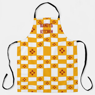 New Mexico Zia Yellow Red White Squares Apron