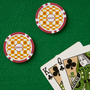 New Mexico Zia Yellow Red White Squares Poker Chips