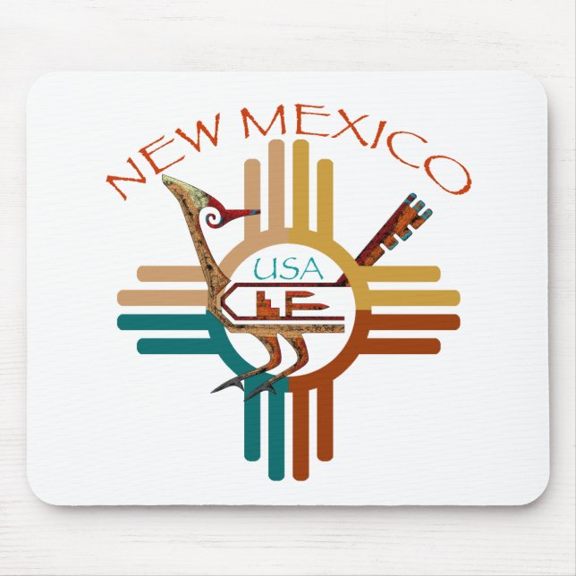 New Mexico's Roadrunner & Zia Mouse Mat (Front)