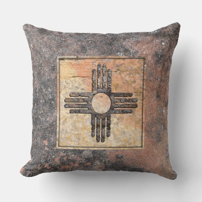 New Mexico's Zia Sun Symbol - Talking Canyons Cushion (Front)