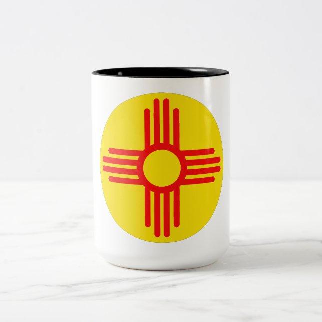 New Mexico's Zia Sun Symbol Two-Tone Coffee Mug (Center)
