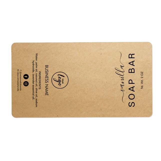 New Minimalist Kraft Soap Bar Labels (Front)