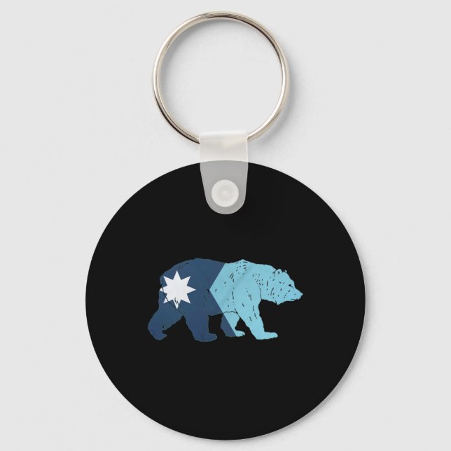 New Minnesota State Flag Bear  Key Ring (Front)