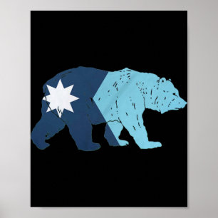 New Minnesota State Flag Bear  Poster