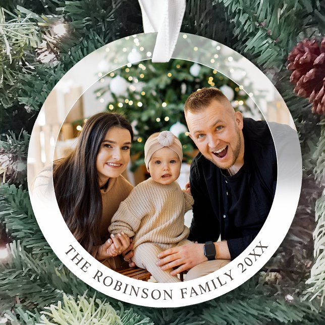 New Modern Style Double Sided Two photo Custom Ornament (Double sided, two photo. )