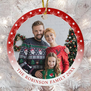 New Modern Style Double Sided Two photo Snowflakes Ceramic Tree Decoration