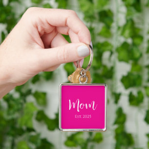 New Mom Hot Pink Cute Mother's Day  Key Ring