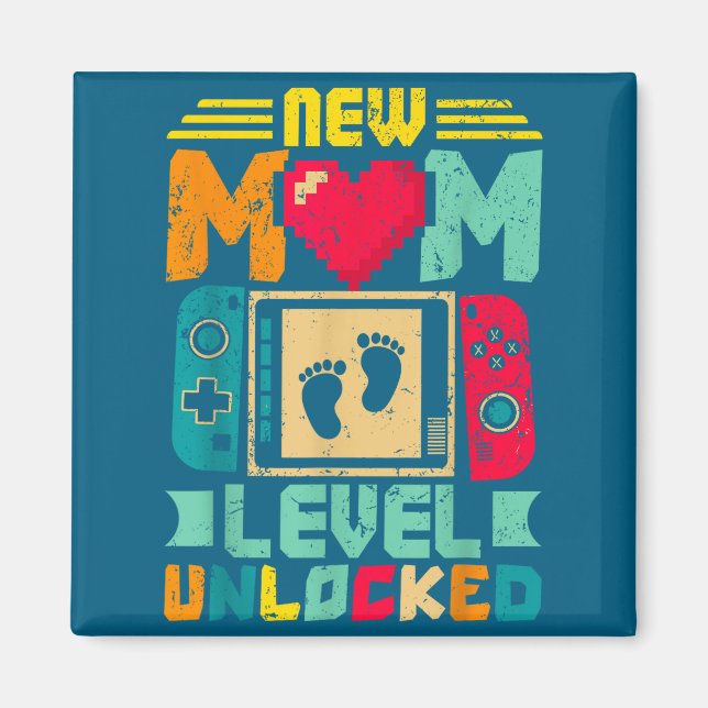 New Mom Level Unlocked Gamer Valentine's  Magnet (Front)