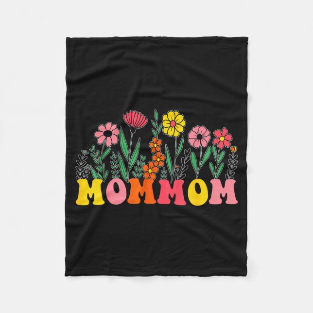 New Mommom Wildflower Floral First Birthday &amp;  Fleece Blanket (Front)