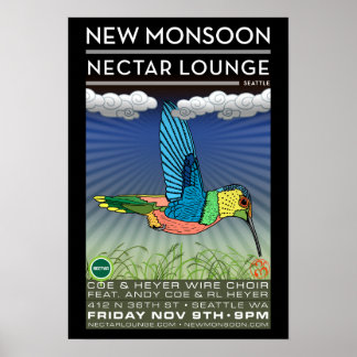 New Monsoon Nectar Lounge Seattle WA 2012 Poster