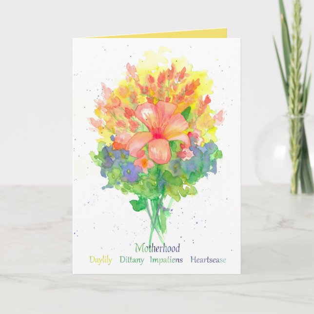 New Mother Lily Flower Bouquet Floriography Card (Front)
