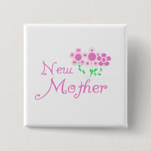 New Mother Pink Flowers T-shirts and Gifts 15 Cm Square Badge
