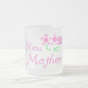 New Mother Pink Flowers T-shirts and Gifts Frosted Glass Coffee Mug