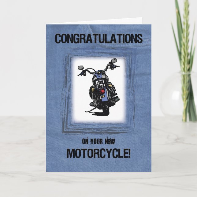 New Motorcycle Congratulations on Jeans Look Card (Front)