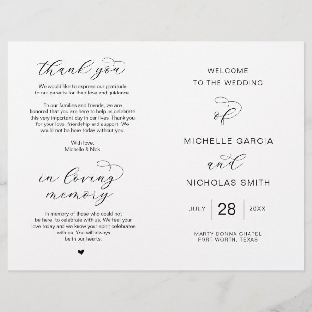 New Mr and Mrs, Foldable Wedding Programs (Front)