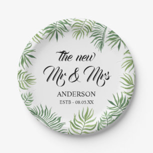 New Mr & Mrs Foliage Wedding Party Paper Napkins Plate