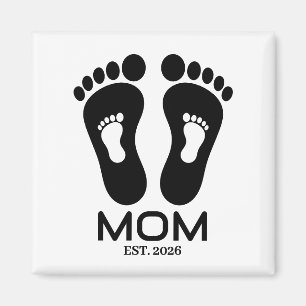New Mum Baby Footprints Established Date Magnet