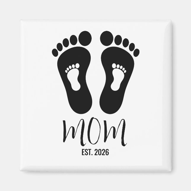New Mum Baby Footprints Established  Magnet (Front)