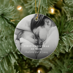 New Mum Babys First Christmas Photo Ceramic Tree Decoration