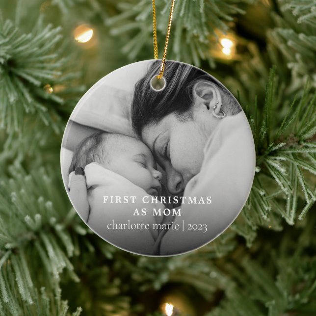 New Mum Babys First Christmas Photo Ceramic Tree Decoration (Tree)