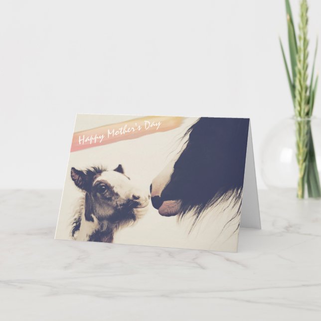New Mum Cute Foal and Mare Horse Mother's Day Card (Front)
