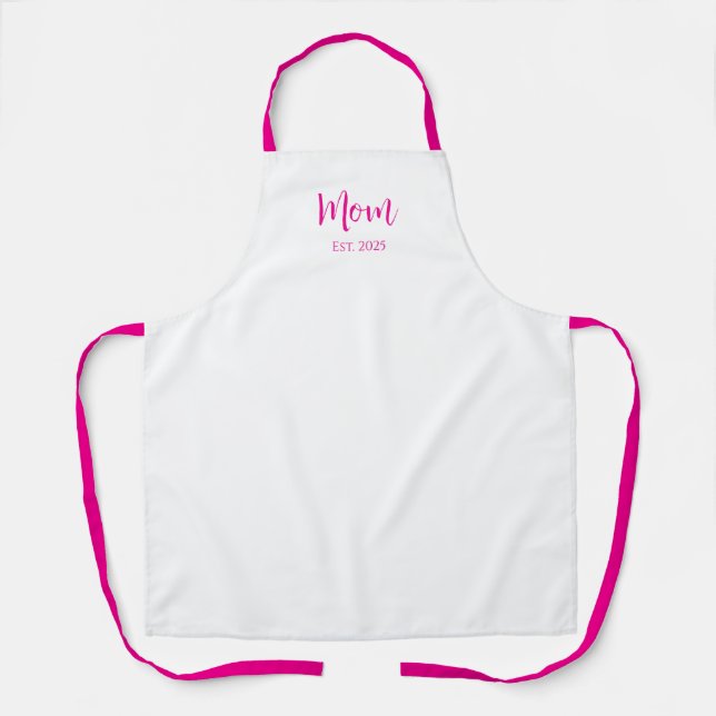 New Mum Cute Hot Pink Typography Mother's Day  Apron (Front)