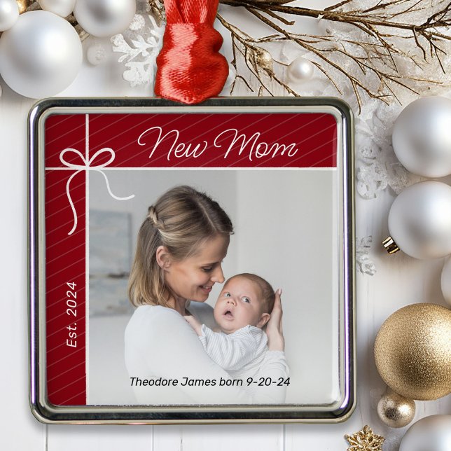 New Mum First Christmas Photo Metal Tree Decoration (Creator Uploaded)